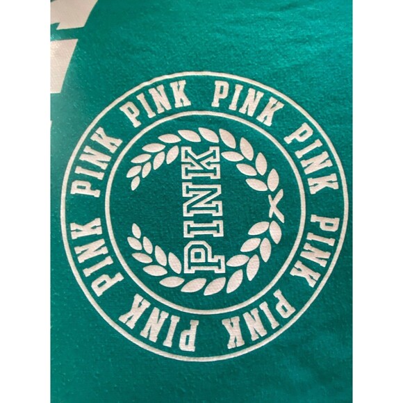 PINK Victoria’s Secret logo crew neck teal green sweatshirt medium long sleeve - Picture 7 of 11